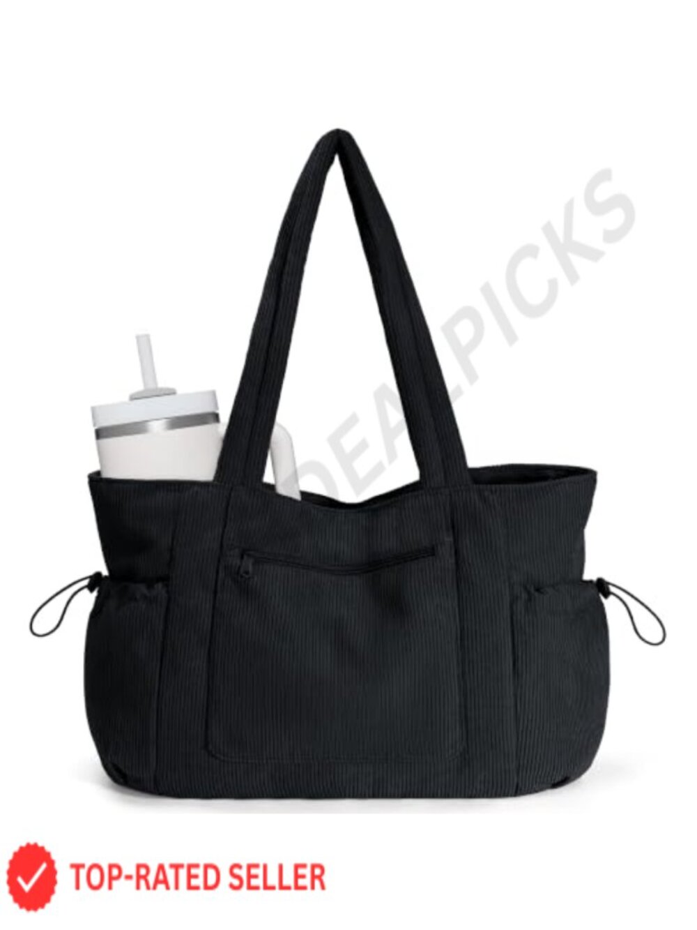Oversized Corduroy Work Tote with 40oz Cup Holder Laptop Bag for Women Office